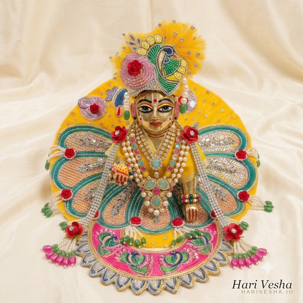 Yellow poshak with zari work