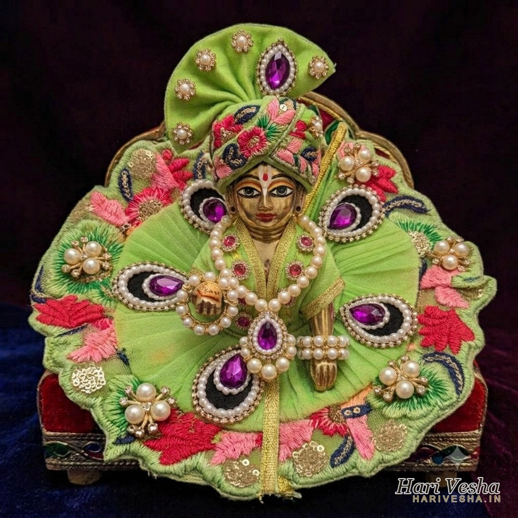 Green Poshak with mirror work