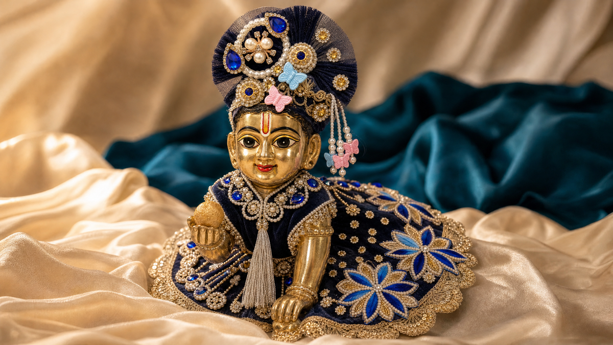 Handmade Blue Butterfly Poshak & Pagdi